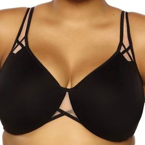 Amaranth Unlined Minimizer Bra By Felina black sheer mesh